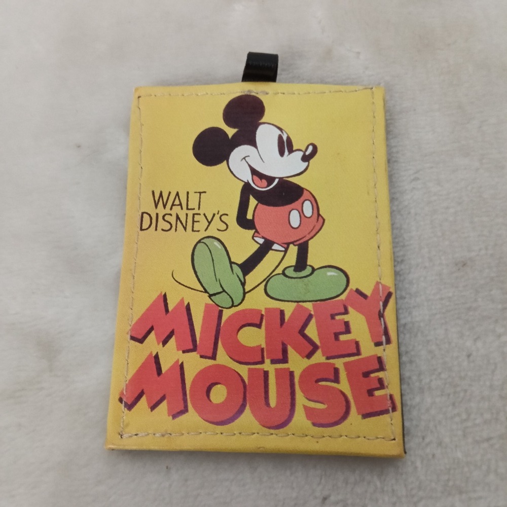 Walt Disney Mickey Mouse Luggage Tag Yellow Vintage Style ID Holder Accessory